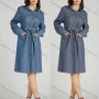 Wholesale Women's Casual Collared Lace Up Shirt Sleeve Denim Shirt Dress preview