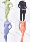 Wholesale Women's Workout Long Sleeve Zip Track Jacket & High Waist Butt Lifting Ankle Length Yoga Leggings 2 Piece Set 8535# - Liuhuamall
