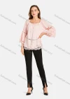 Wholesale Women's Casual Square Neck Guipure Lace&Hollow Out Bell Sleeve Plain Top - Liuhuamall
