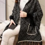 Wholesale Women's Casual Geometric Weave Print Scarf Hem Pocket Cover Up Cardigan preview