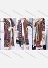 Wholesale Women's Linen Fringe Trim 3/4 Sleeve Loose Fit Tribal Print Midi Cardigan - Liuhuamall