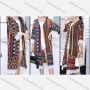 Wholesale Women's Linen Fringe Trim 3/4 Sleeve Loose Fit Tribal Print Midi Cardigan preview