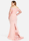 Wholesale Women's Elegant Plain Off Shoulder Splicing Zipper Sheer Mesh Appliques Mermaid Evening Dress - Liuhuamall