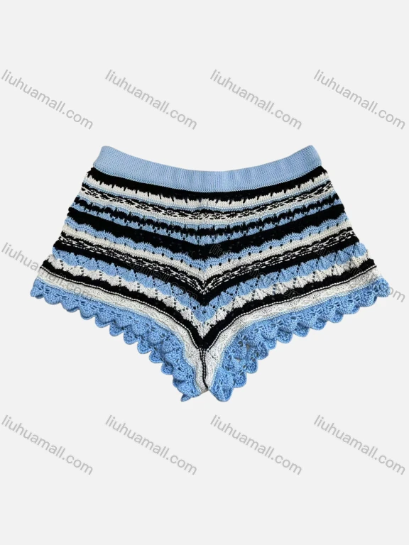 Wholesale Women's Boho Striped Knit Hot Shorts