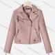Wholesale Women's Casual Lapel Long Sleeve Zipper Plain Leather Crop Biker Jacket Pink Clothing Wholesale Market Liuhua