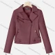 Wholesale Women's Casual Lapel Long Sleeve Zipper Plain Leather Crop Biker Jacket Red Clothing Wholesale Market Liuhua