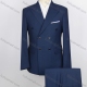 Wholesale Men's Business Plain Double Breasted Flap Pockets Blazer & Suit Pants 2-Piece Suit Sets DB220410# Blue Wholesale Clothing Market & Suppliers -LIUHUAMALL