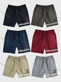 Wholesale Men's Drawstring Plain Striped Letter Print Elastic Waist Shorts 8887#, LIUHUA CLOTHING WHOLESALE