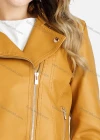 Wholesale Women's Casual Lapel Long Sleeve Zipper Slim Fit PU Leather Jacket With Zipper Pockets - Liuhuamall