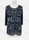 Wholesale Women's Elegant Floral Sequin Sheer Embroidery Round Neck Half Sleeve Blouse - Liuhuamall