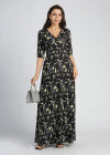 Wholesale Women's Geometric Print Deep V Neck Half Sleeve Wrap Maxi Dress - Liuhuamall