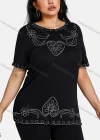 Wholesale Women's Elegant Round Neck Floral Embroidery Short Sleeve T-Shirt - Liuhuamall