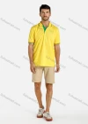 Wholesale Men's Regular Fit Striped Trim Letter Embroidered Polo Shirt - Liuhuamall