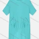 Wholesale Woman's Casual Round Neck Short Sleeve Dual Pockets Tiered Plain Tunic 22# Clothing Wholesale Market Liuhua