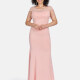 Women's Elegant Plain Cap Sleeve Beaded Tassel Splicing Sheer Mesh Maxi Marmaid Evening Dress 1309# Pink Clothing Wholesale Market -LIUHUA