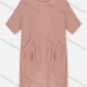 Wholesale Woman's Casual Round Neck Short Sleeve Dual Pockets Tiered Plain Tunic 76# Clothing Wholesale Market Liuhua
