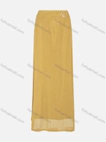 Wholesale Women's Casual Plain Elastic Waist Pearl Ring Guipure Lace Knit Maxi Skirt, LIUHUA CLOTHING WHOLESALE