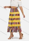 Wholesale Women's Fashion Elastic Waist Striped Pleated Maxi Skirt - Liuhuamall