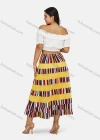 Wholesale Women's Fashion Elastic Waist Striped Pleated Maxi Skirt - Liuhuamall
