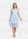 Wholesale Women's Casual Embroidery Mesh Ruffle Hem Puff Sleeve Knee Length Dress - Liuhuamall