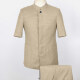 Men's Plain Button Front Short Sleeve Patch Pocket Chinese Tunic Suit & Pants 2-Piece Sets BV220305# 1# Clothing Wholesale Market -LIUHUA