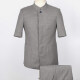 Men's Plain Button Front Short Sleeve Patch Pocket Chinese Tunic Suit & Pants 2-Piece Sets BV220305# 2# Clothing Wholesale Market -LIUHUA