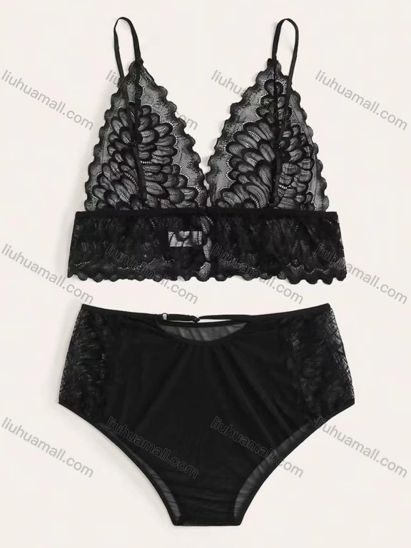 Wholesale Women's Sexy See Through Lace Applique Cami Top & Panty 2 Piece Lingerie Sets 1342#