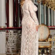 Women's Sexy Long Sleeve See Through Lace Maxi Dress 1346# White Clothing Wholesale Market -LIUHUA