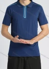 Wholesale Men's Sporty Contrast Color Short Sleeve Quick-dry Breathable Athletic Quarter Zip Polo Shirt - Liuhuamall