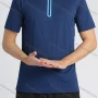 Wholesale Men's Sporty Contrast Color Short Sleeve Quick-dry Breathable Athletic Quarter Zip Polo Shirt preview