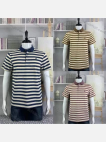 Wholesale Men's Casual Striped Logo Short Sleeve Polo Shirt, LIUHUA CLOTHING WHOLESALE
