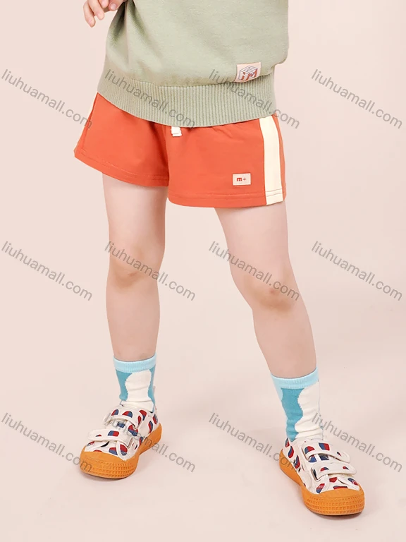 Wholesale Kids Cute Casual Drawstring Label Sewing Patch Pocket Striped Shorts MB20BKZ365#
