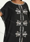 Wholesale Women's African Plus Size Vintage Round Neck Robe Batwing Sleeve Floral Embroidery Plain Kaftan Dress - Liuhuamall