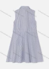 Wholesale Girl's Casual Collared Sleeveless Button Front Drawstring Striped Dress - Liuhuamall