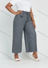 Wholesale Women's Plus Size High Waist Plain Ankle Length Wide Leg Trouser With Belt - Liuhuamall