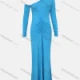 Wholesale Women's Elegant One Shoulder Long Sleeve Drawstring Ruched Slit Sexy Maxi Dress Royal Blue Guangzhou Clothing Wholesale Market & Suppliers -LIUHUAMALL