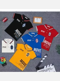 Wholesale Boys Letter Graphic Striped Trim Casual Polo Shirt 2023#, LIUHUA CLOTHING WHOLESALE