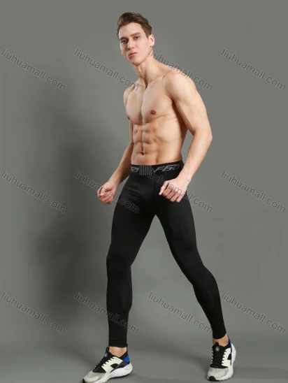 Wholesale Men's Athletic Workout Elastic Waist Ankle Length Gym Running Leggings N202#