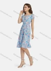 Wholesale Women's Casual Tie Neck Shirred Peplum Allover Print Ruffle Hem Dress 10065# - Liuhuamall