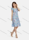 Wholesale Women's Casual Tie Neck Shirred Peplum Allover Print Ruffle Hem Dress 10065# - Liuhuamall