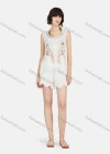 Wholesale Women's Casual Round Neck Sleeveless Hollow Out Plain Cover Up & Shorts Sets - Liuhuamall