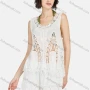 Wholesale Women's Casual Round Neck Sleeveless Hollow Out Plain Cover Up & Shorts Sets preview