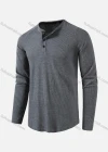 Wholesale Men's Casual Silm Fit Knit Long Sleeve Plain Henley Shirt - Liuhuamall