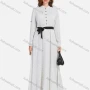 Wholesale Women's Casual Pin Dot Stand Collar Button Front Buckle Strap Cuff Long Sleeve Maxi Dress With Belt preview