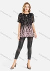 Wholesale Women's Round Neck Floral And Leaf Print Preal Rhinestone Decor Short Sleeve Blouse - Liuhuamall