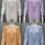 Wholesale Women's Elegant Plain Guipure Lace Long Sleeve Ruffle Hem Blouse preview