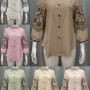 Wholesale Women's Vintage Lantern Sleeve Lace Trim Button Down Shirts preview