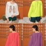 Wholesale Women's Keyhole-Neck Lantern Sleeve Swiss Dot Tassel Bow Floral Blouse preview