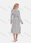 Wholesale Women's Casual Wrap V Neck Long Sleeve Multicolor Striped Ruffle Hem Midi Dress With Belt - Liuhuamall