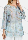 Wholesale Women's Casual Notched Neck Long Sleeve Floral Blouse - Liuhuamall